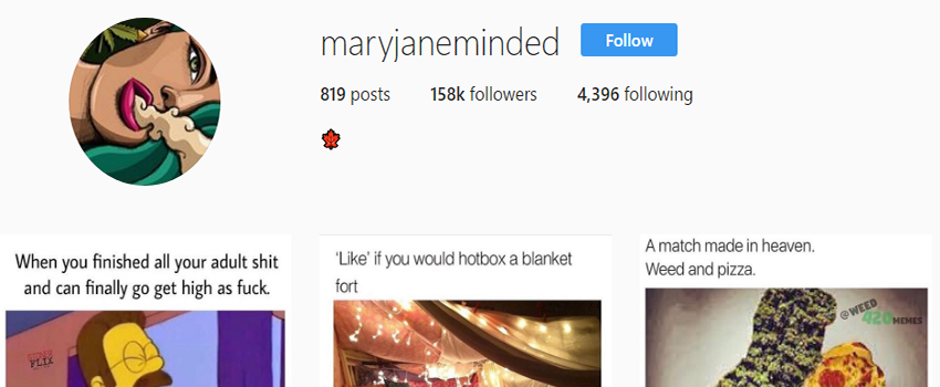 mary jane minded - who canu follow on instagram weed smokers not dab
