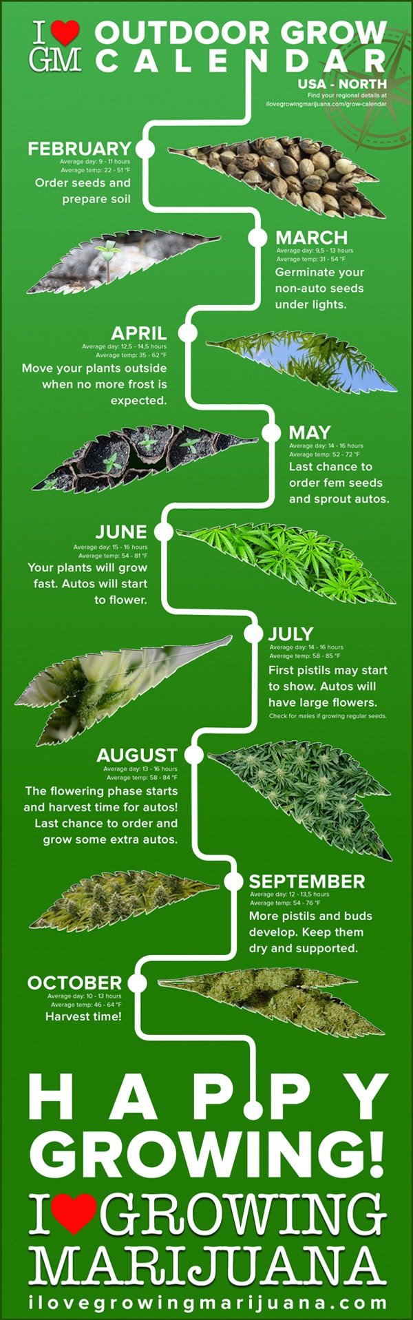 ILGM outdoor marijuana grow calendar step by step