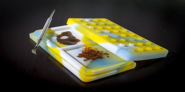 Cannabis concentrate in silicone container