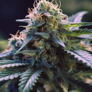 A healthy Gumbo weed plant growing strong, with fresh green leaves and dense buds that show off the strain’s rich, flavorful genetics.