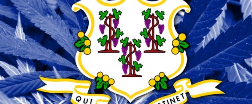 Flag of Connecticut with Marijuana